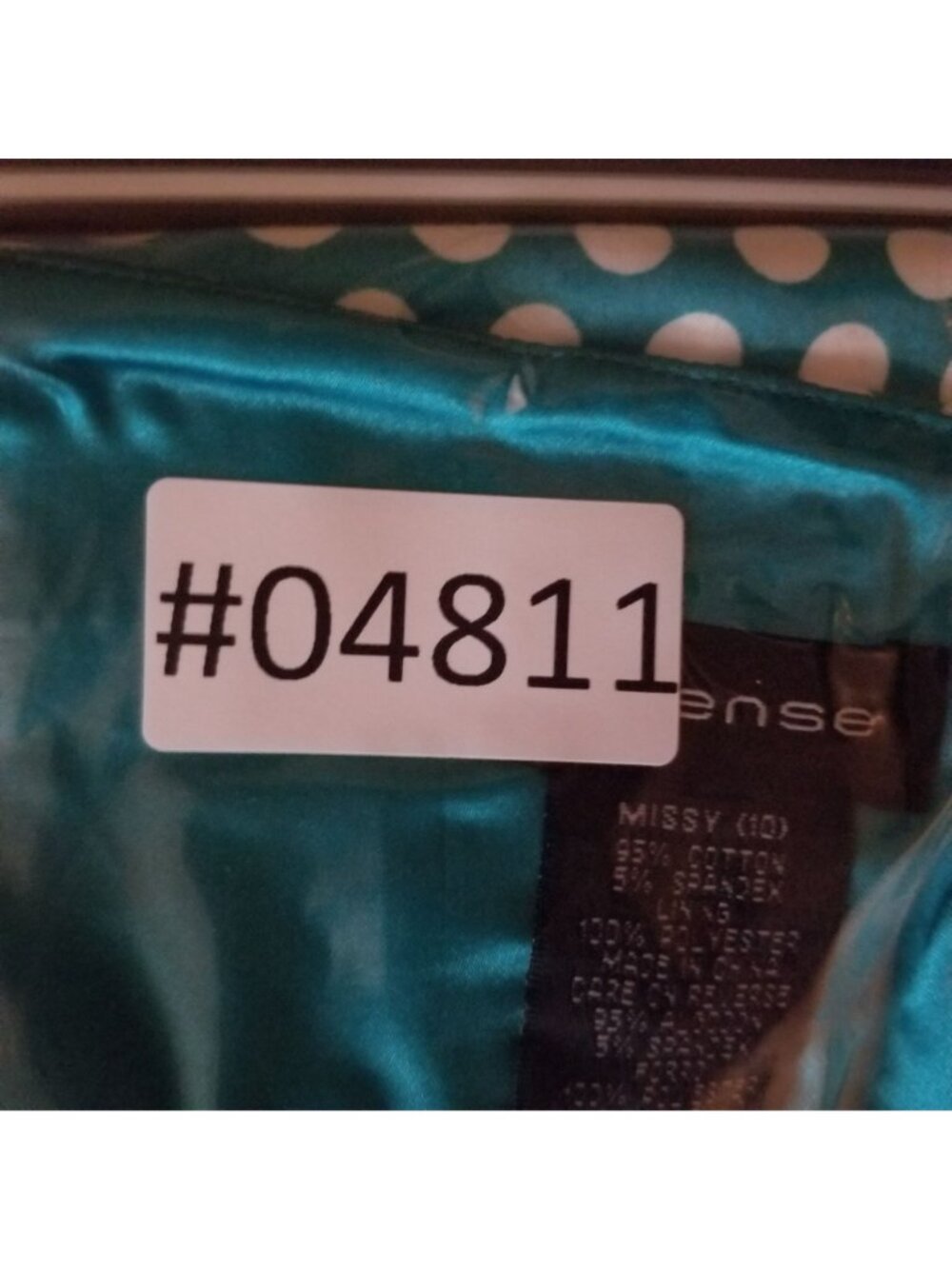 Spense Dress Womens 10 Turquoise Blue & White Polka Dot Sleeveless - Picture 10 of 10